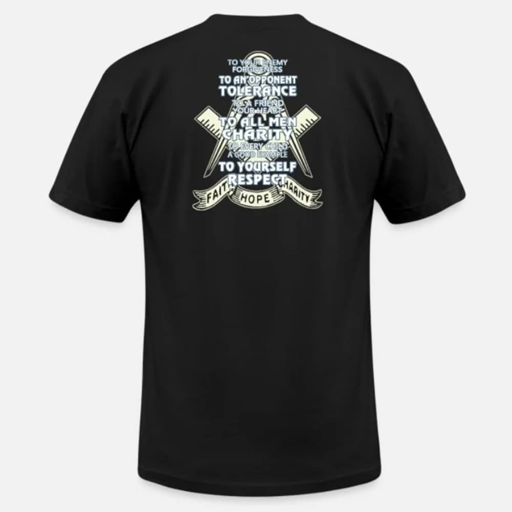 Faith Hope Charity Freemason Quote Masonic Symbol T-Shirt 100% Cotton O-Neck Short Sleeve Summer Casual Mens T-shirt Size S-3XL
