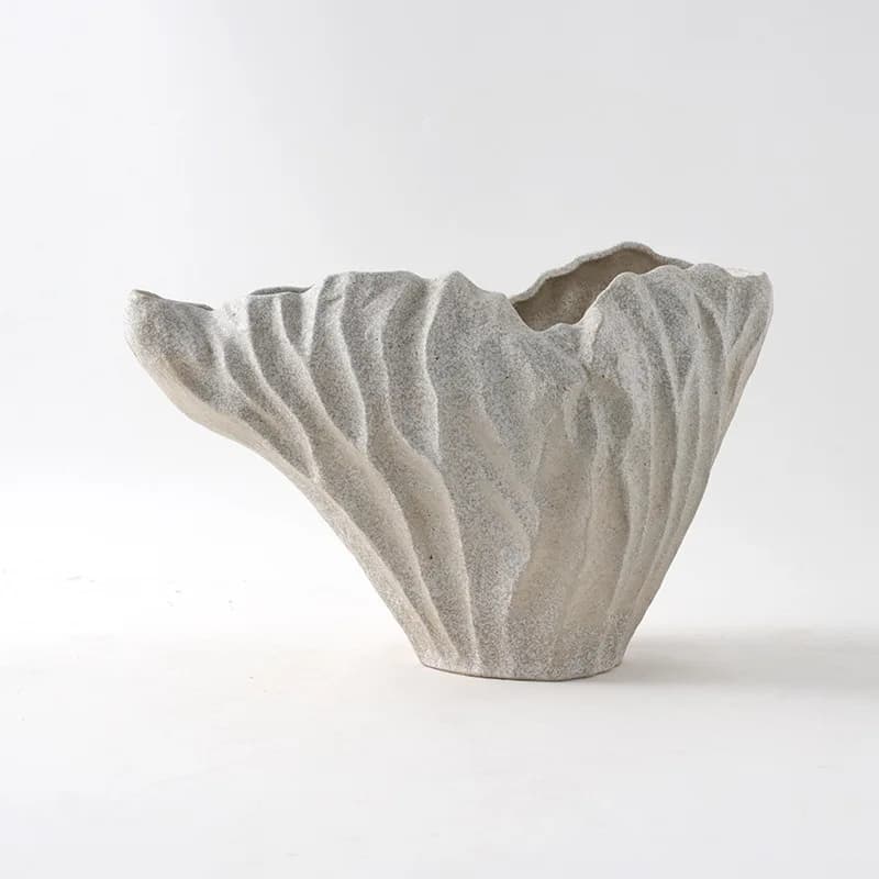 Sand antique lotus leaf edge ceramic vase new Chinese model room sales office living room entrance flower arrangement jewelry