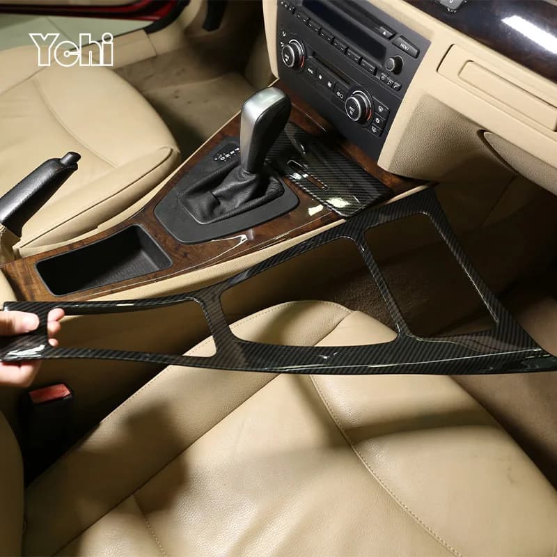 LHD ABS Carbon Fiber For BMW 3 Series E90 E92 E93 2005-2012 Car Center Console Gear Shift Frame Panel Sticker Car Accessories
