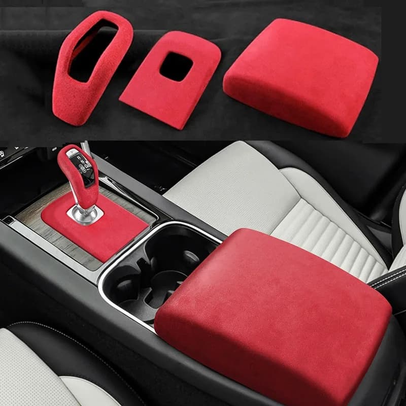 TOP Suede Car Interior Suite Kit Fit for Land Rover Discovery Sport 2020 2021 2022 2023 Central Gear Lever, Armrest Box Cover