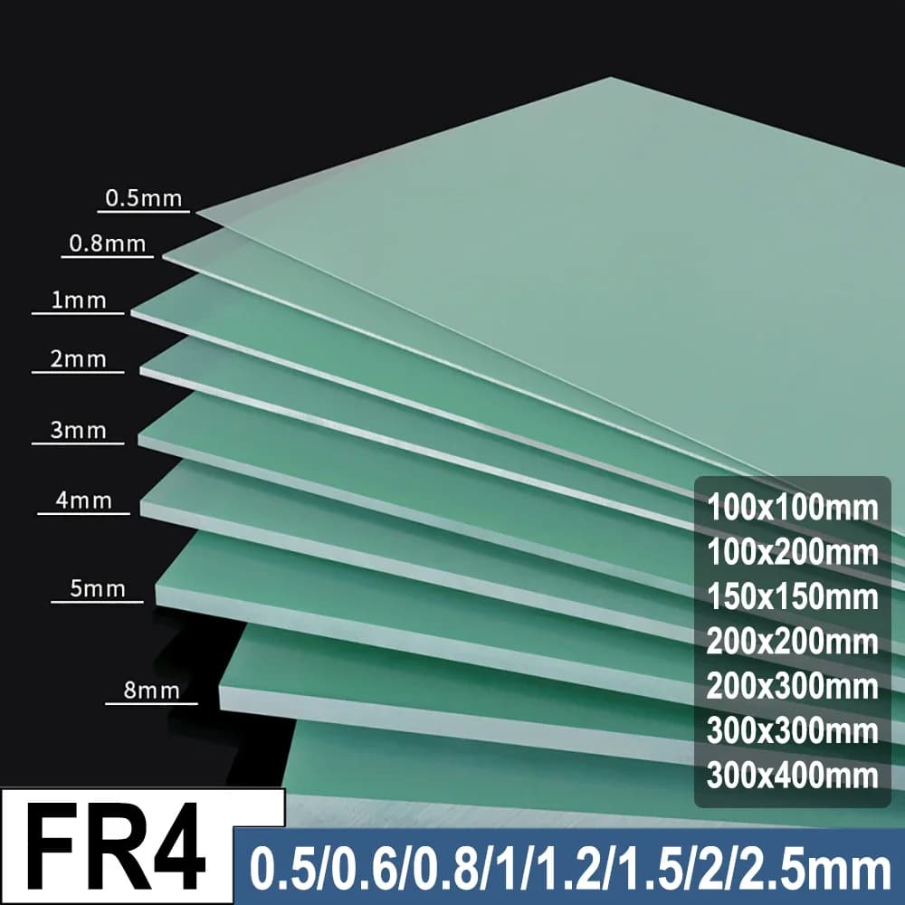 0.5mm~2.5mm Water Green FR4 PCB Board, High Temperature Insulation Fiberglass Sheet Size for DIY Electronics
