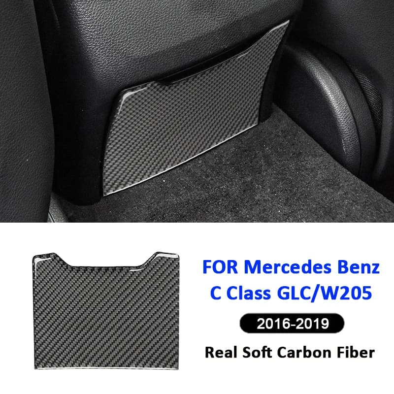 Carbon Fiber Car Rear Ashtray Anti-Kick Trim Panel Decoration Interior Sticker For Mercedes Benz 2016-2019 C Class GLC W205