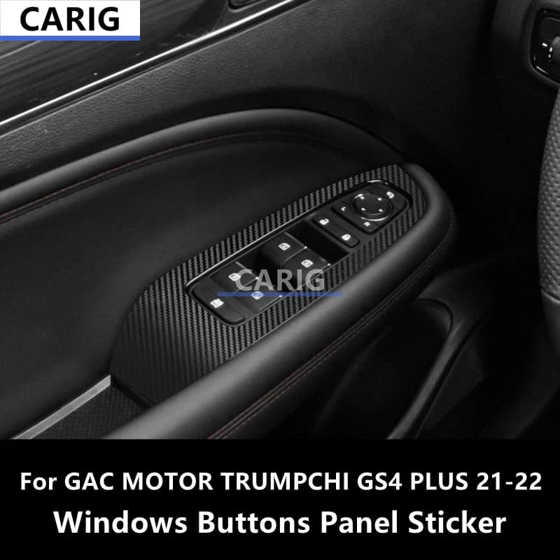 For GAC MOTOR TRUMPCHI GS4 PLUS 21-22 Windows Buttons Panel Sticker Modified Carbon Fiber Interior Car Film Accessories