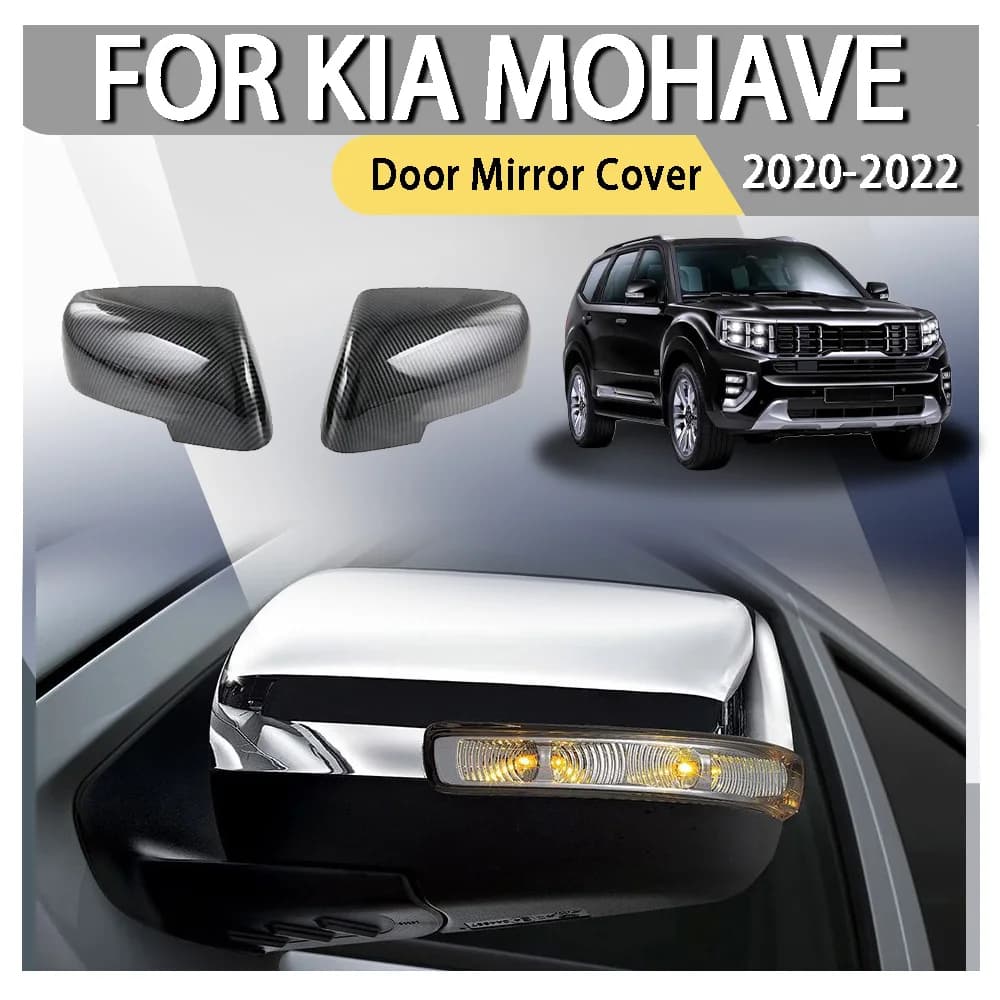 Door Rear View Case Trim For KIA Mohave 2020 2021 2022 Car Rearview Side Mirror CoverCar Decoration Upgrade Carbon Fiber Look