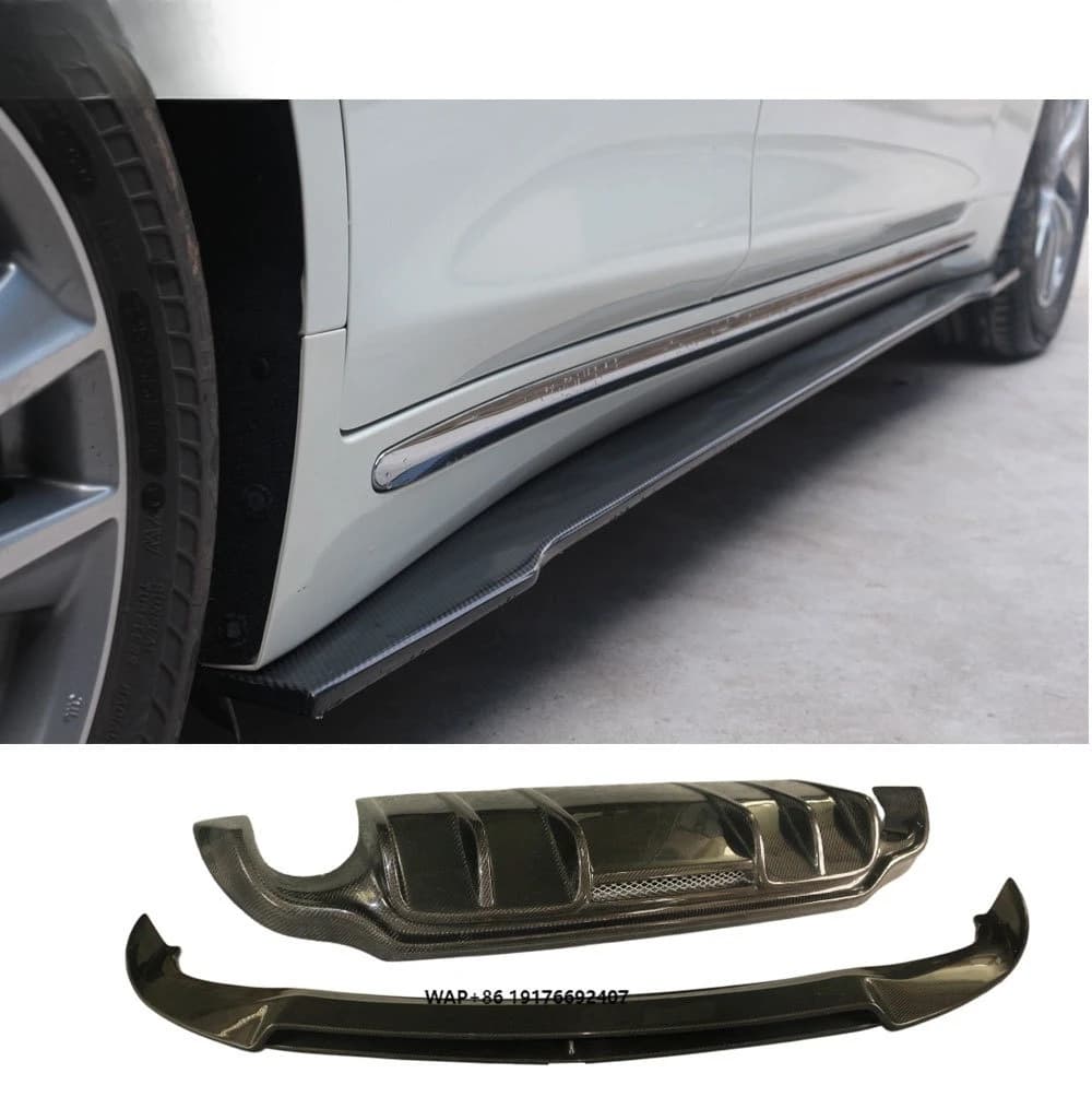 Style Carbon Fiber Small Body Kit suitable for 2014-2017 Infiniti Q50 Q50S, Front Lip Side Skirts Rear Diffuser Set