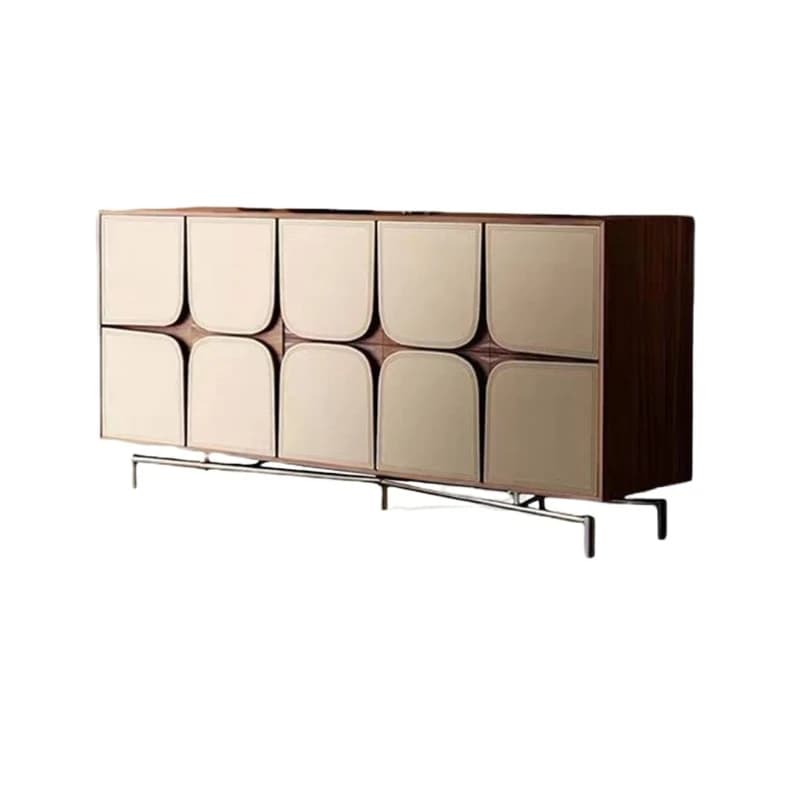 Yjq medieval style saddle skin walnut pattern dining side bucket cabinet living room storage decorative cabinet against the wall