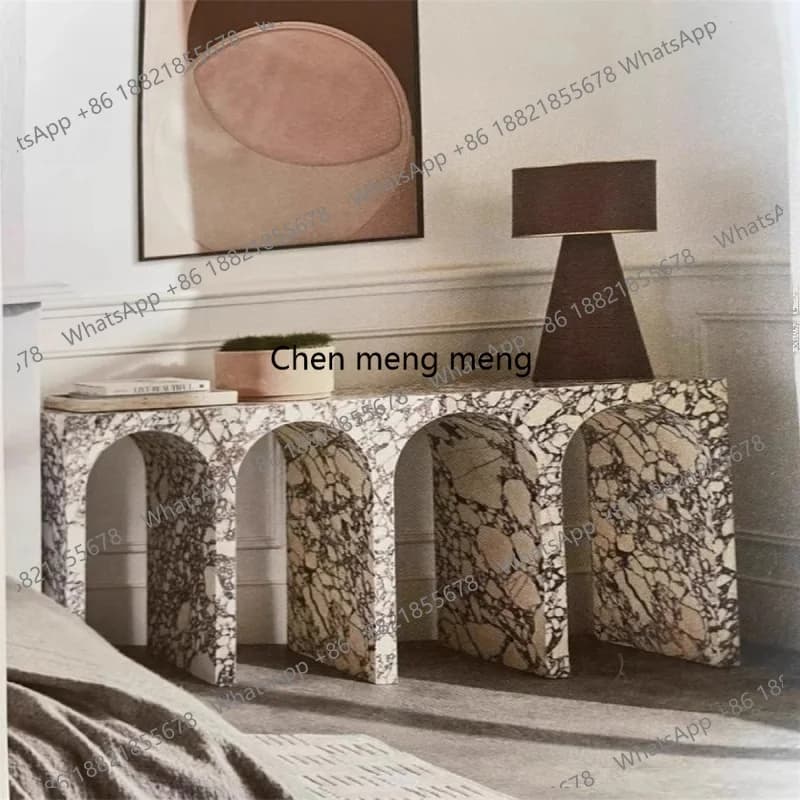 For Living Room Home Furniture Modern Solid Natural Marble Console Table