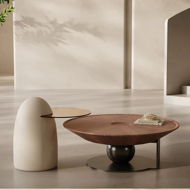 Italian minimalist round creative coffee table side table combination modern minimalist living room household small apartment