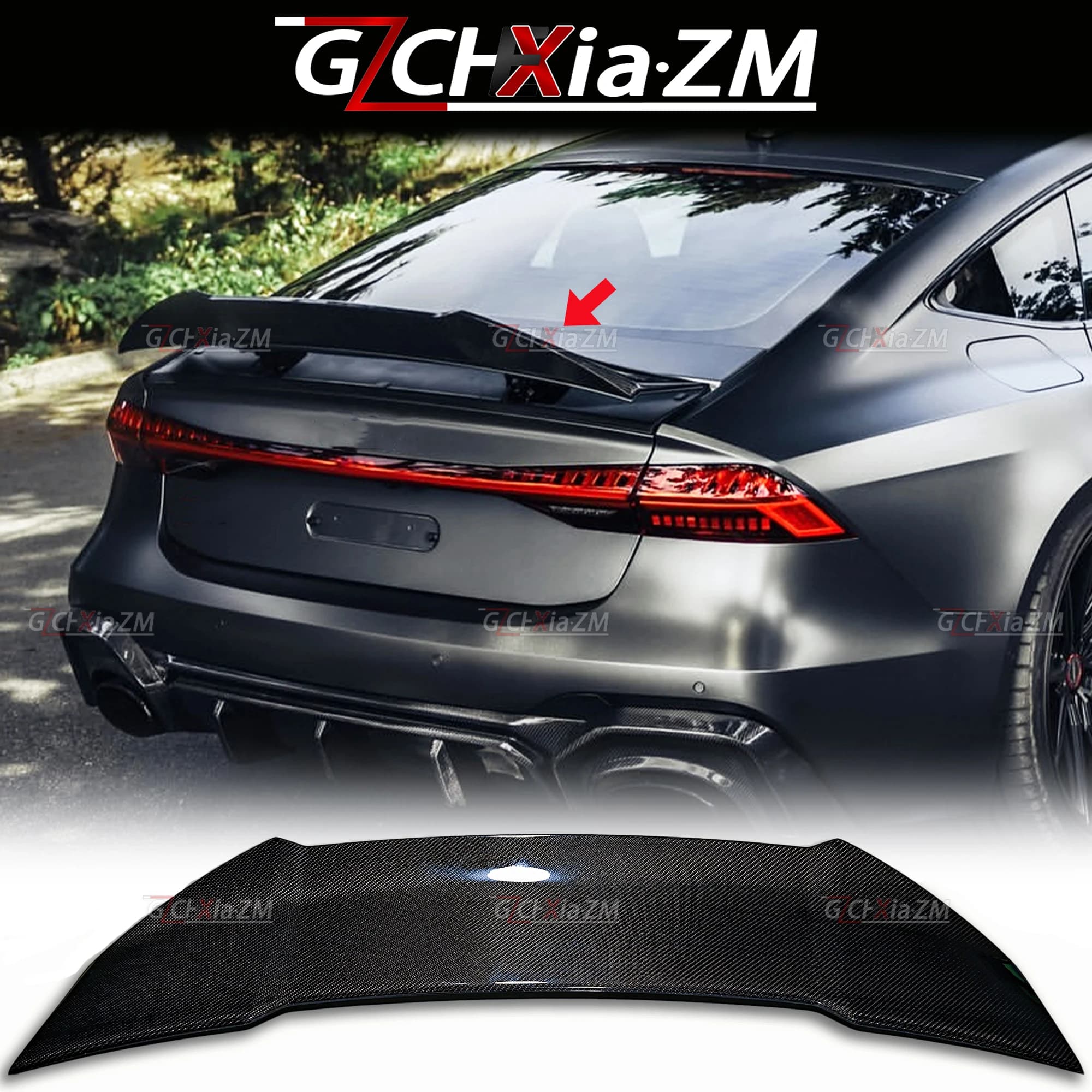 For Audi A7 S7 RS7 C8 2019-2025 Rear Spoiler Carbon Fiber Trunk Lid Diffuser Aerodynamic Kit Rear Wing