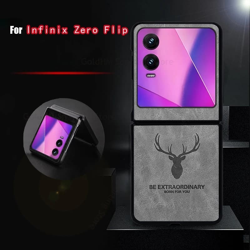 For Infinix Zero Flip Cartoon Elk Deer Head Leather Phone Case For INFINIX Zero Flip Holster Shockproof Cover For Zero Flip Capa