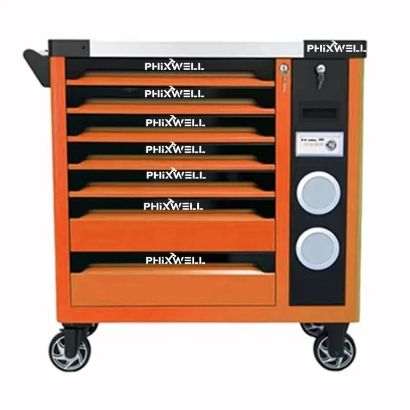 7-Drawer Heavy Duty Steel Iron Garage Workshop Storage Chest OBM Customizable Tool Cabinet Cart For Car Repair Audio System