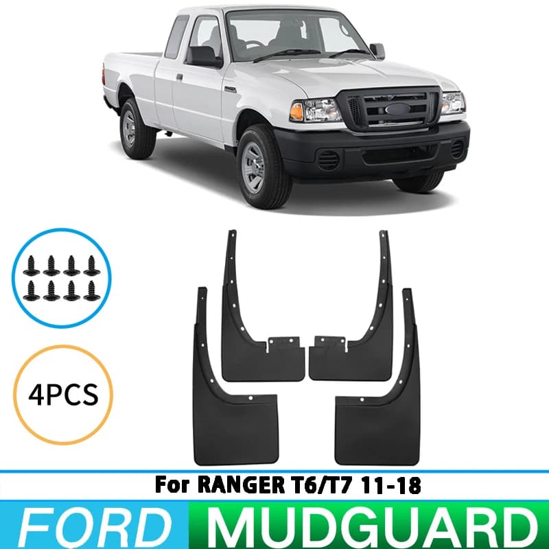 Suitable for Ford Ranger 2011-2018 car tire mudguards and splash guards, front and rear wheel mudguards, automotive accessories.