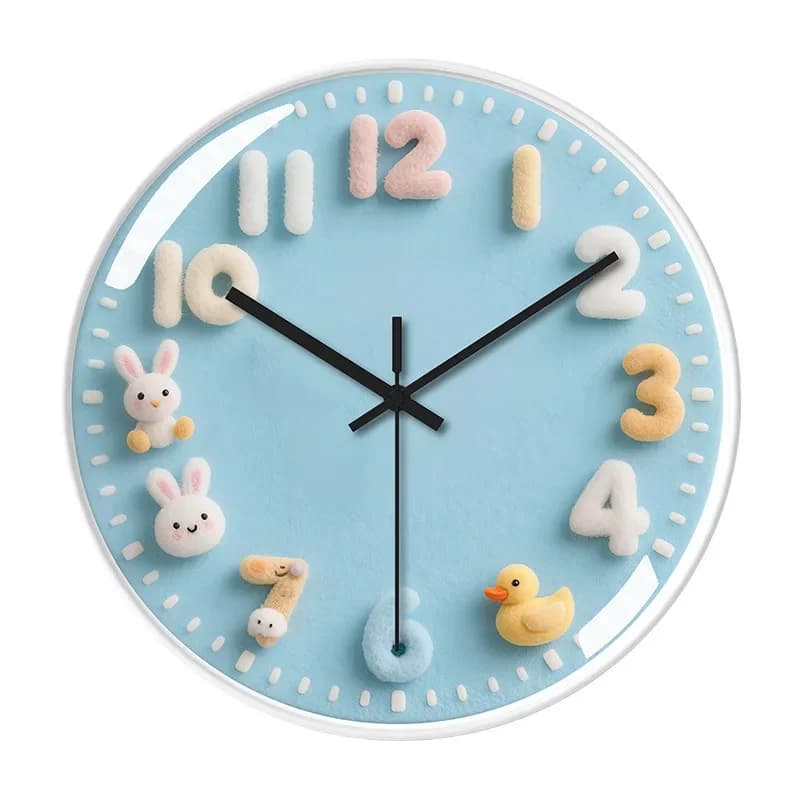 Creative cartoon living room cream style household light luxury simple wall hanging clock wall hanging