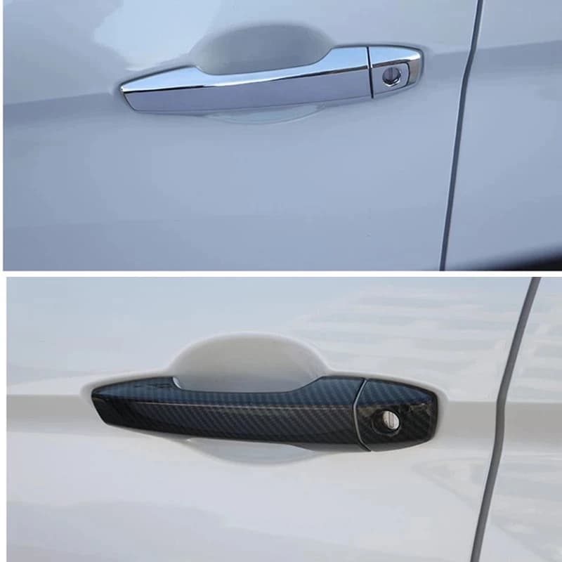 ABS Carbon Fiber Black Door Handle Cap Cover Trims Sticker For Mitsubishi Outlander PHEV LHD Or RHD 2022 2023 Car Accessories