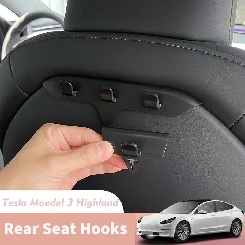 For Tesla Model 3 Highland Rear Seat Hooks Double Head Hanger Rear Seat Bag Organizer Hanging Hooks Interior Car Accessories