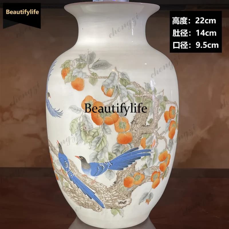 D80 Jingdezhen Ceramics Vase Home Decoration Ornament Flower Arrangement Chinese Living Room TV Cabinet Crafts