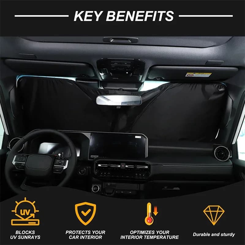 Silver Tape Car Front Glass Anti-UV Sunshade Interior Car Accessories For Toyota Land Cruiser Prado 250 LC250 2024-2025