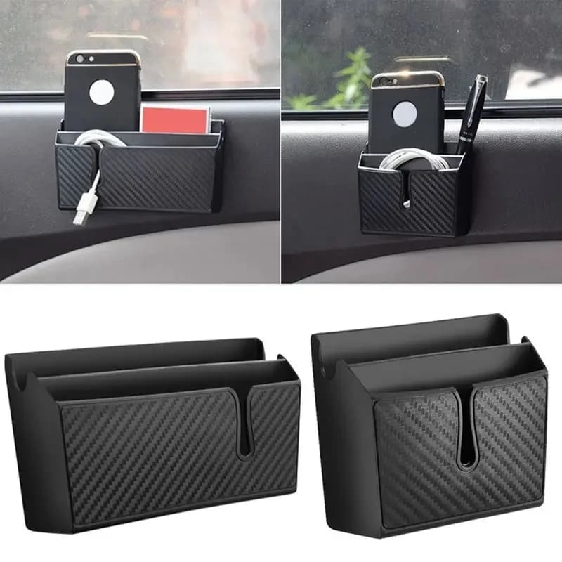 New PVC Car Storage Bag Dashboard Hanging Phone Organizer Box with Removable Adhesive Auto Vehicle Storage Solution