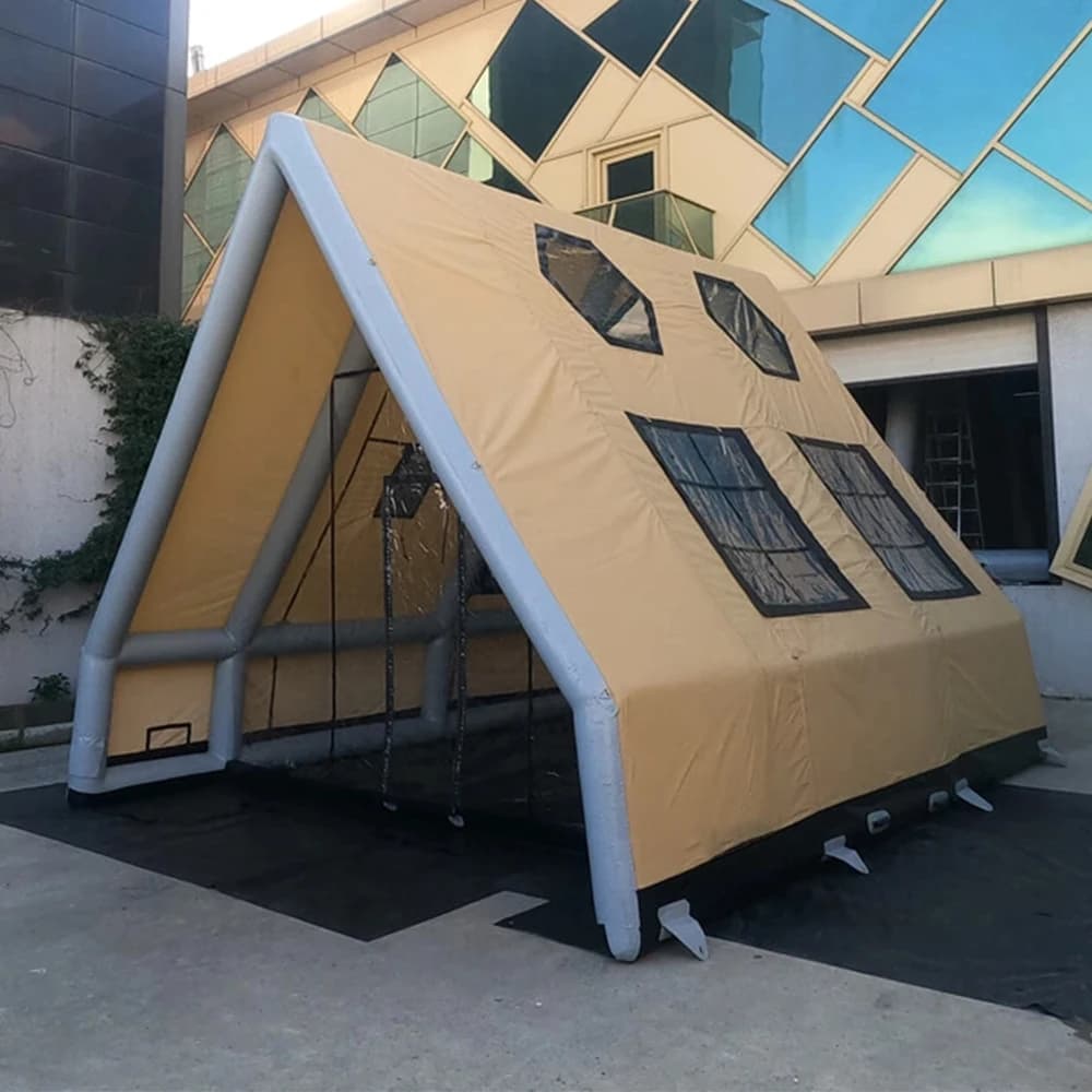 Family Outdoor Waterproof Inflatable Camping Tent, Portable Windproof Inflatable Shelter with Electric Air Pump