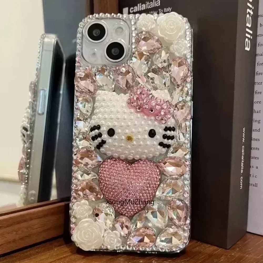 Sanrio Hello Kitty Rhinestones Diamond Phone Case for IPhone 18 17 16 Pro Max 15 14 13 Pro Max 12 Girls Luxurious Festival Gift