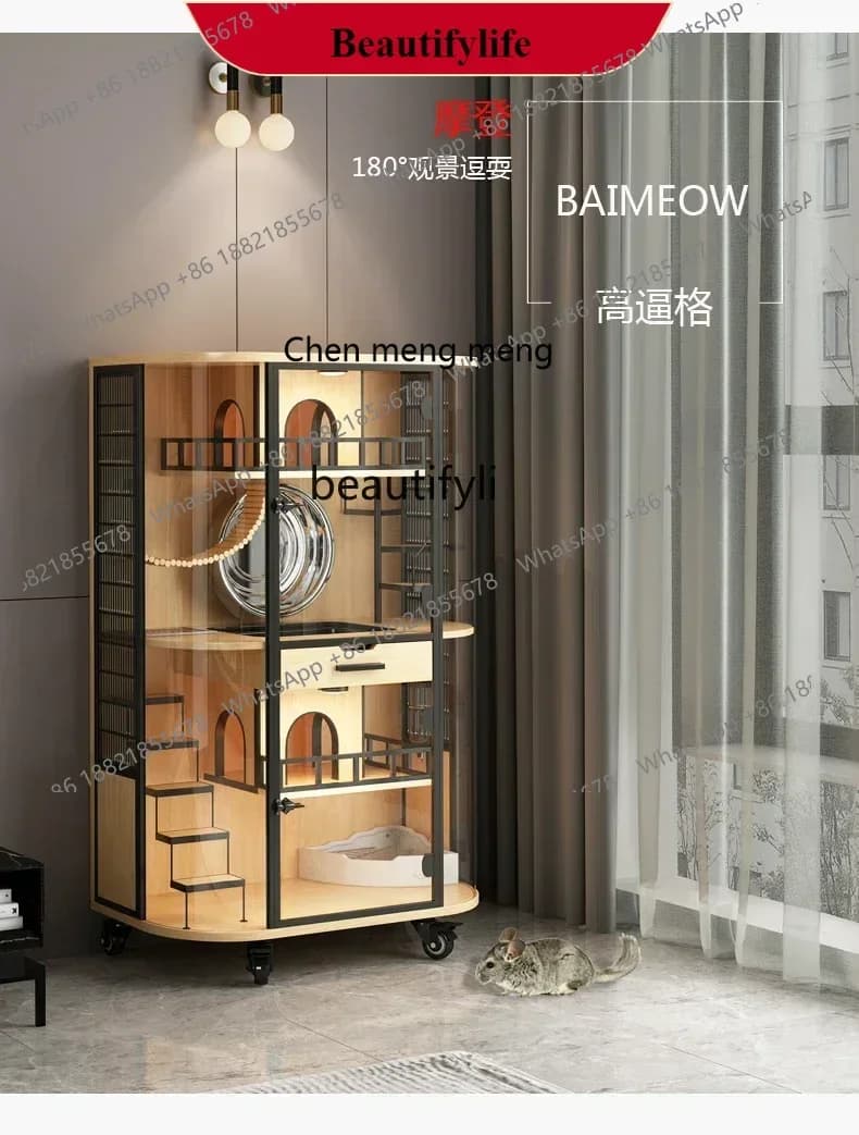 G153  Villa household cage panoramic glass large villa anti-gnaw and anti-bite double cage