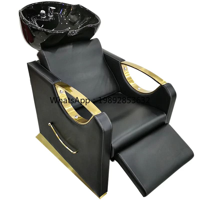 LYY Hair Salon Shampoo Bed Sitting Ceramic Basin Washing Bed Hair Salon Special Barber Chair