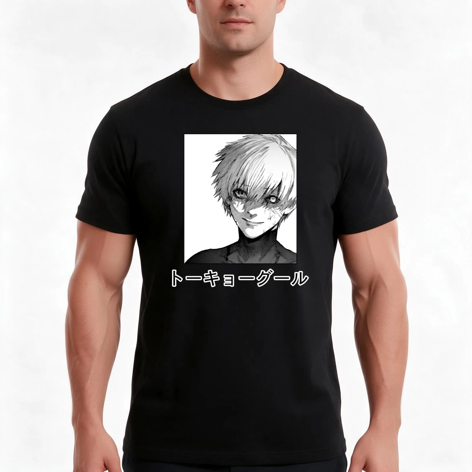 Ken Kaneki T-Shirt, Summer Casual Cotton Tee, Oversized Streetwear Tops, Vintage Graphic Print, Loose Fit Short Sleeve