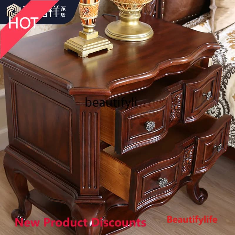 Asmt45 American solid wood bedside table 70cm with withdrawal bedside table European retro locker