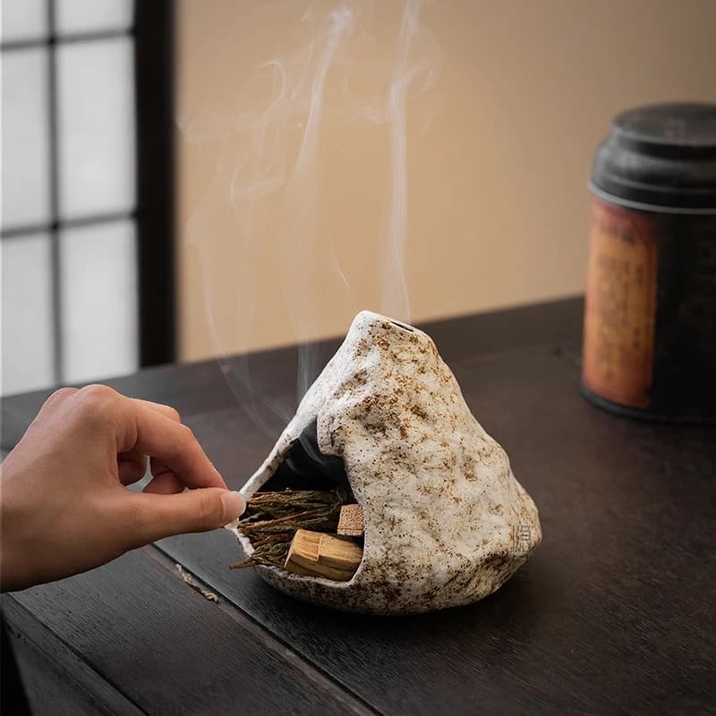 Handmade Small Fireplace Burning Stove Tray Living Room Tea Table Incense Burner Lighting Type Ceramic Incense Burner
