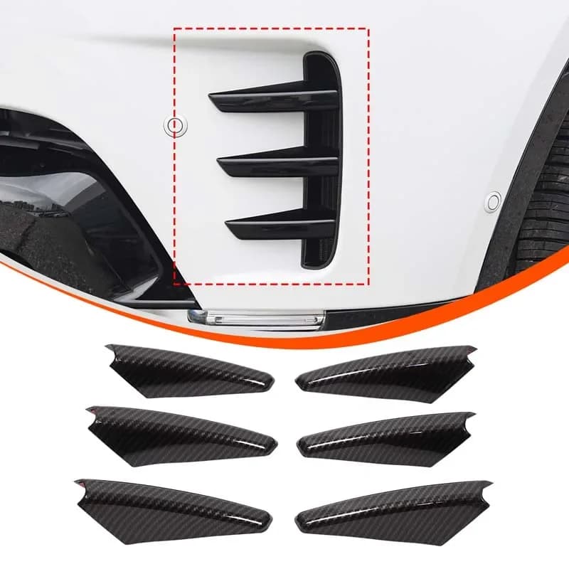 For Land Rover Discovery Sports 2024 ABS Carbon Fiber Car Front Bumper Fang Trim Car Front Face Trim Car Accessories
