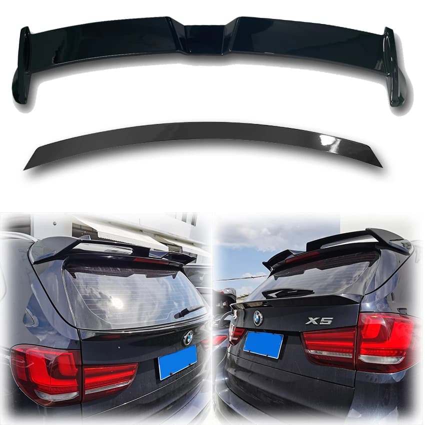 2014-2018 For BMW X5 F15 Roof & Mid Rear Spoiler Wing Trunk Lid Cover High Quality ABS Glossy Black Carbon Look Diy Color