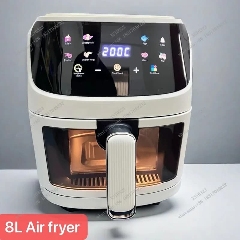 8L Large Capacity Air Fryer Oven Multifunctional Touch Screen Visible Electric Fryer