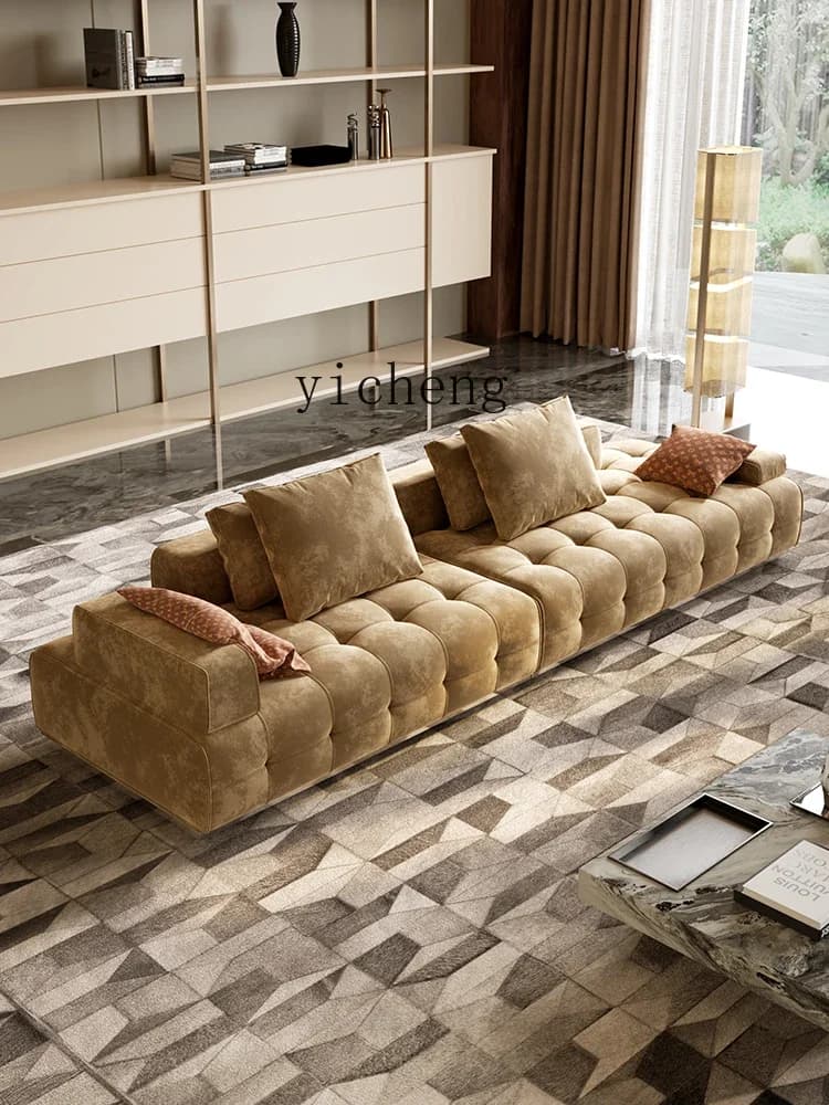 Fabric Sofa Living Room Sofa Small Apartment Cream Style Straight Row Faux Leather Furniture