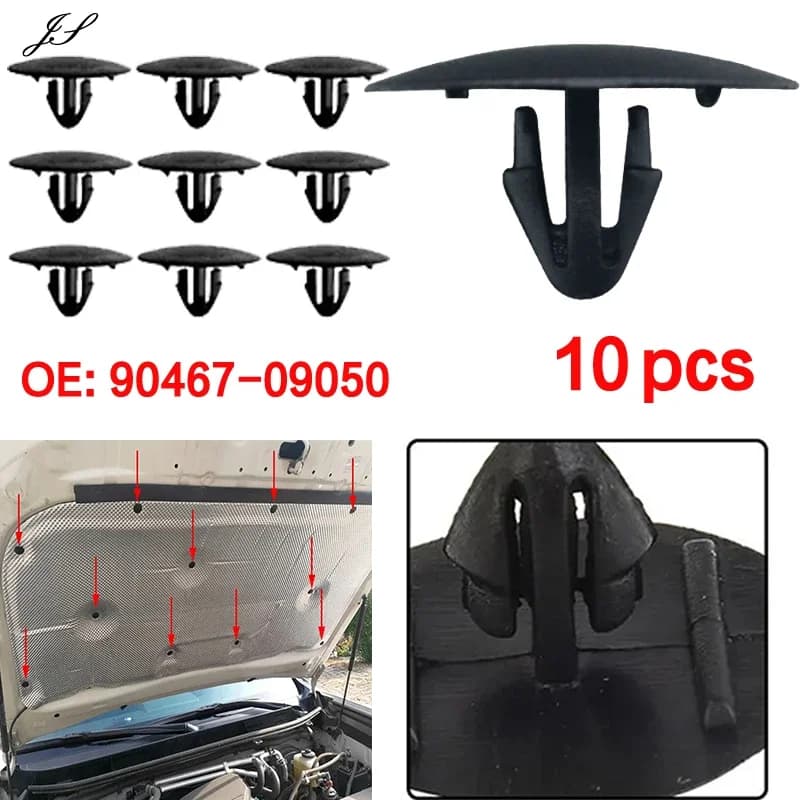 10pcs Car Hood Insulation Retainer Clips 90467-09050 For Toyota Alphard Camry Estima Kluger Land Cruiser Yaris Rav4 Prius Lexus