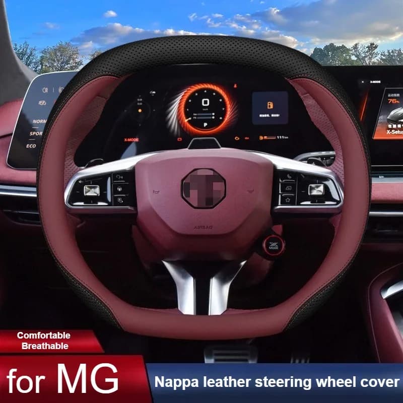 Nappa Leather Car Steering Wheel Cover for MG 3 5 7 One ZX RX5 ZS EHS HS PHEV Car Accessories Interior Non Slip Steering Covers