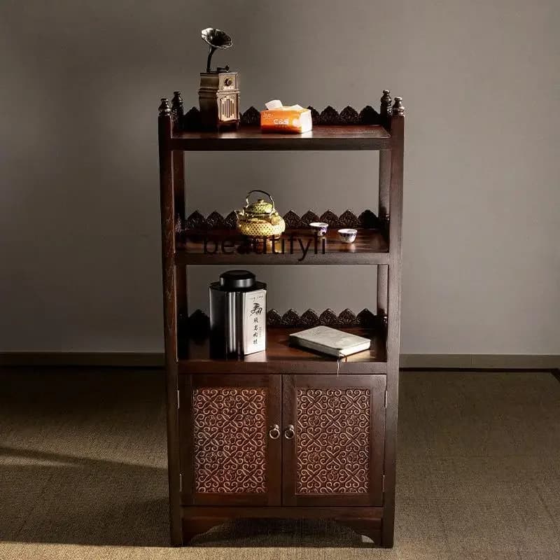 Multi-layer Partition Storage Rack Living Room Solid Wood Display Cabinet Tea Set Rack New Chinese Style Display Cabinet