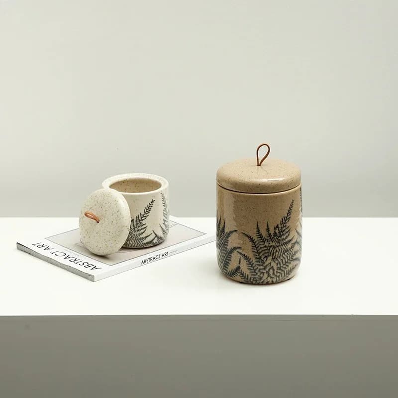 Modern minimalist ceramic storage jar with lid,kitchen sealed storage of coffee sugar and tea suitable,Nordic style home decor