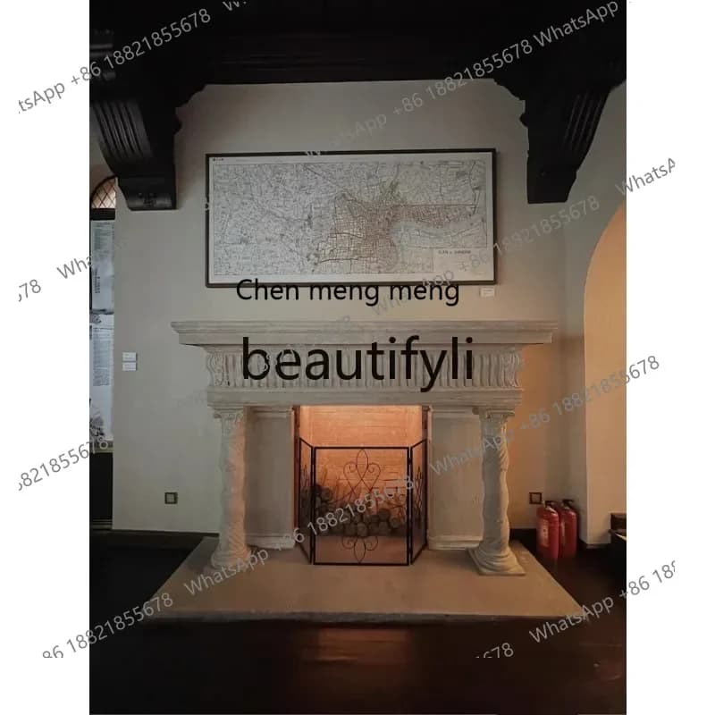 G Vintage medieval fireplace living room entrance travertine stone fireplace decoration