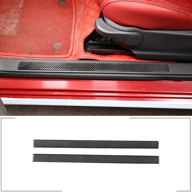 For 2011-19 Fiat 500 Soft Carbon Fiber Style Car Styling Car Sill Bar Scratch Plate Protective Cover Sticker Car Interior Parts