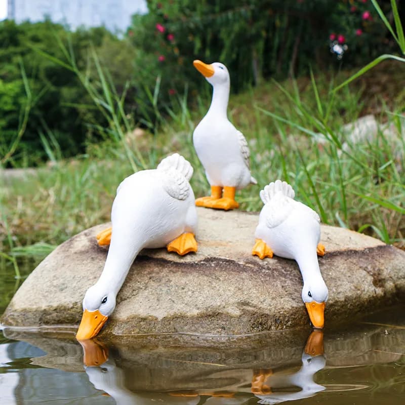 Duck Statues Landscape Ornament Farm Animal Simulation Model Statue Chicken Duck Goose Figurine Sculpture Indoor Home Decoration
