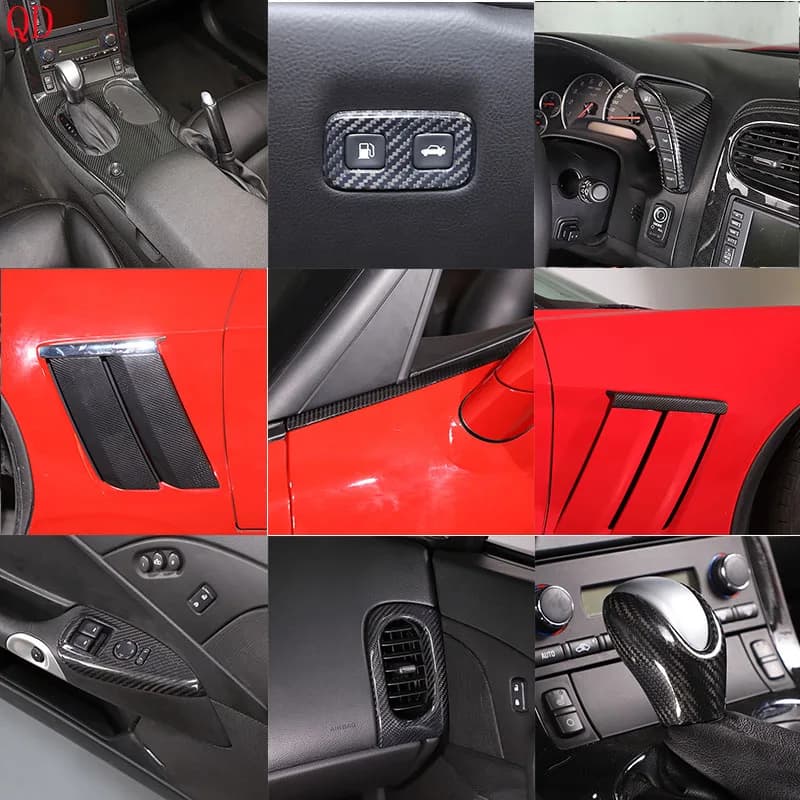 Car kit For Chevrolet Corvette C6 2005-2013 Real Carbon Fiber car dashboard center console gear panel decorative cover sticker