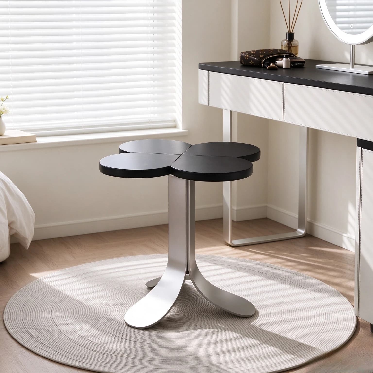 Nordic Vanity Stool, Makeup Dressing Table Chair and Nail Art Seat for Bedroom, Home Salon, Small Space and Dressing Area