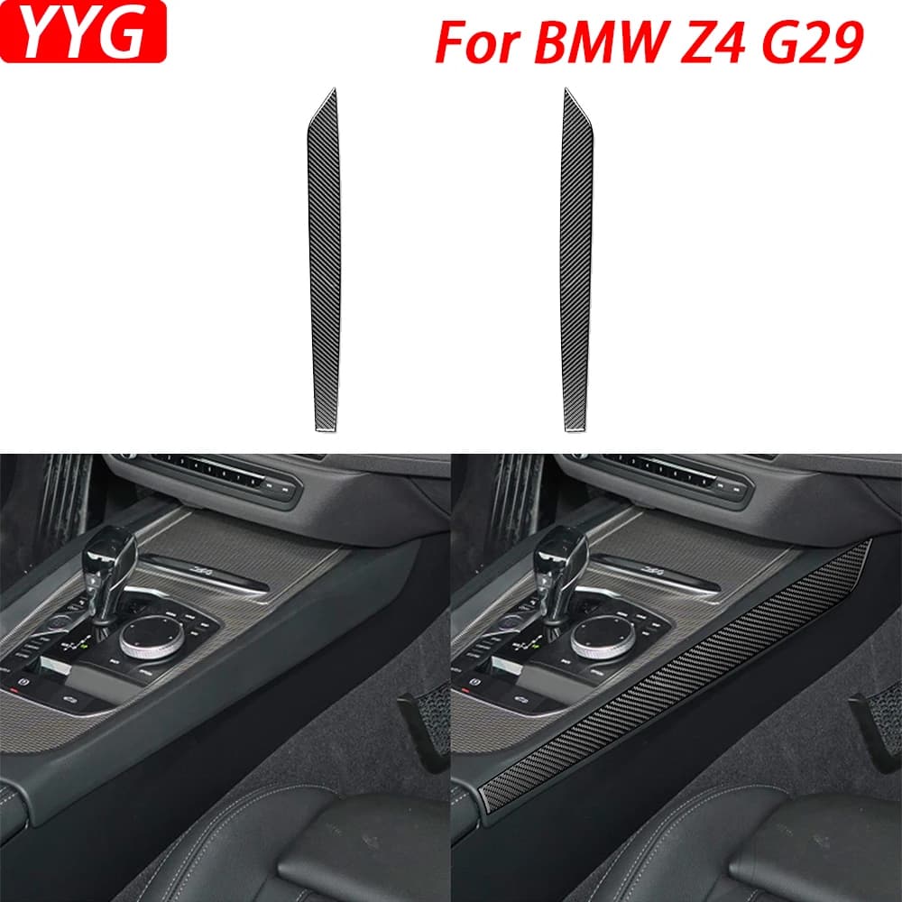 For BMW Z4 G29 2019-2022 Car Accessories Carbon Fiber Gear Shift Panel Both Side Strips Interior Cover Trim Sticker Modification