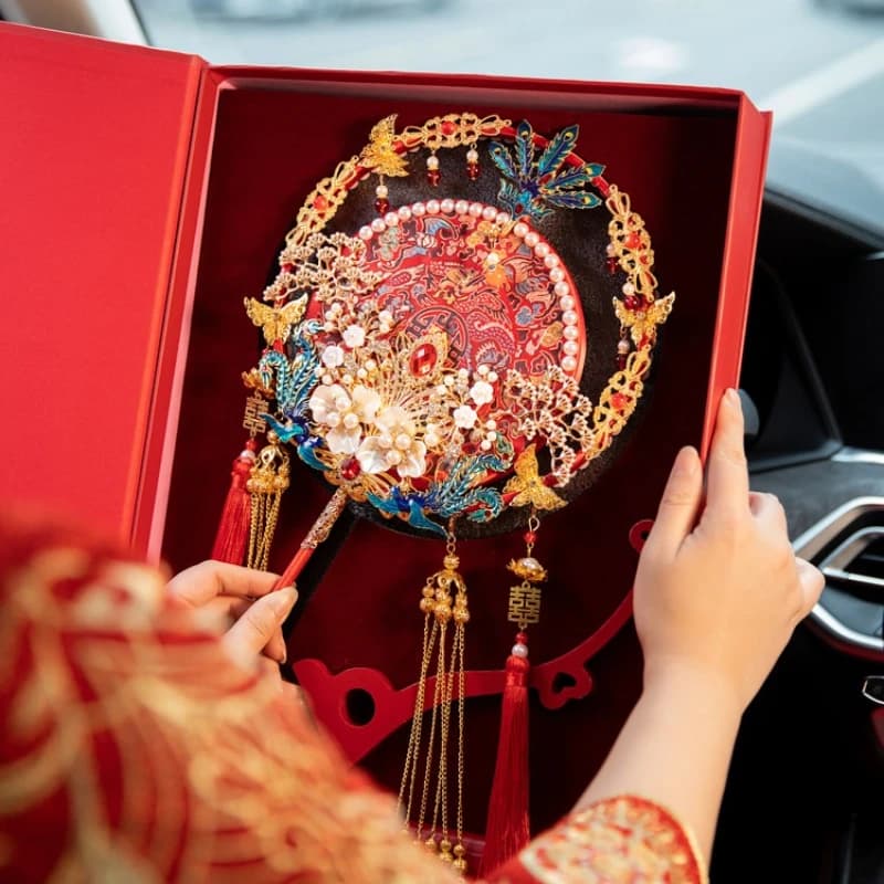 Group Fan Wedding Bride Wedding Xifan DIY Material Package New Chinese Wedding Finished Bouquet