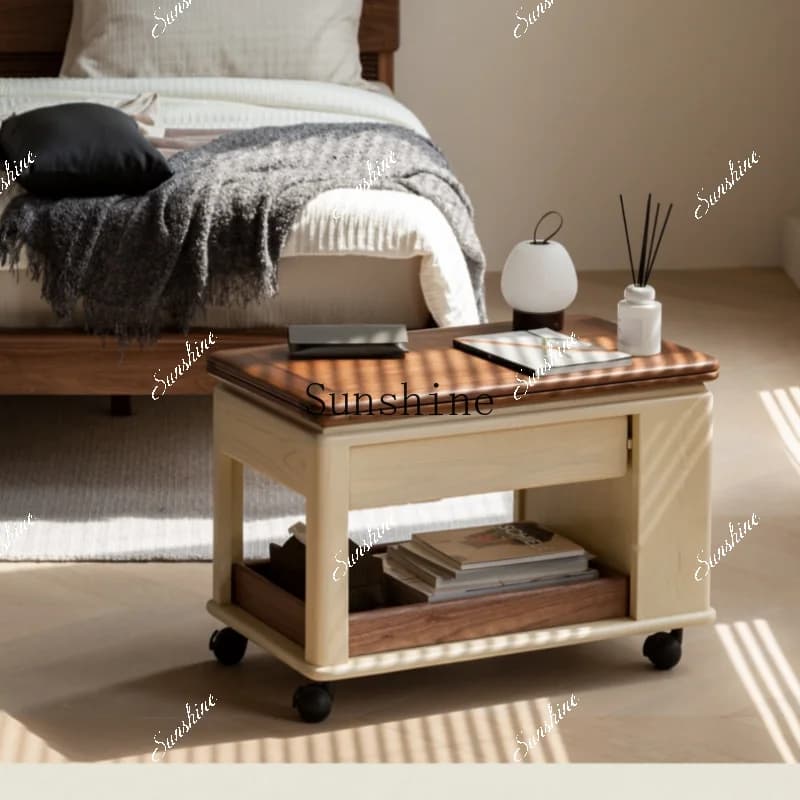 All solid wood cream wind movable folding tea table multi-functional small apartment coffee table  FT