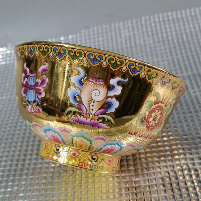 , new model painted eight-treasure , ornaments, copper crafts, finely carved floral bowl, c