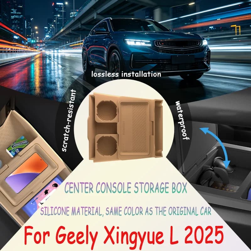 For Geely Xingyue L 2025 Center Console Lower Storage Box, Drop-in Organizer Tray, Interior Accessory