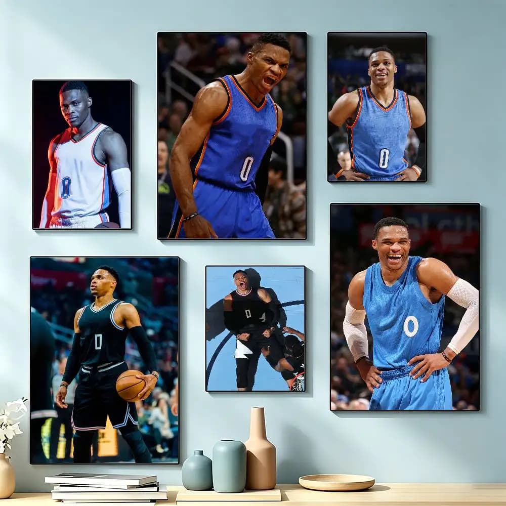 L-Legendary Point Guard Russell Westbrook Poster High Quality Dorm Living Room Aesthetic Wall Decoration Painting Stickers Gift