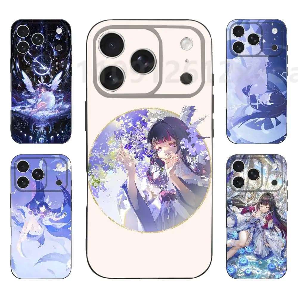 G-Genshin Columbina Phone Case for iPhone 17 Air 16 15 14 Plus 13 12 11 Pro ProMax Black Color Soft Black TPU Cover Case
