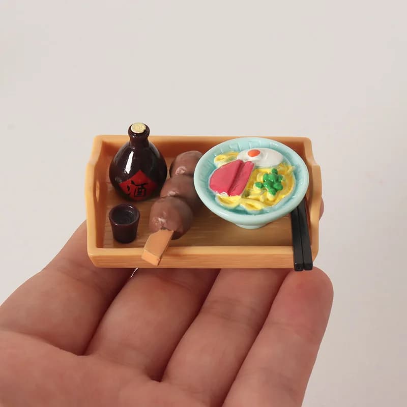 1set Mini Japanese Food Set Plate Yakitori Ramen Sake Model Miniature Food Scene Kitchen Accessories Dollhouse Decoration
